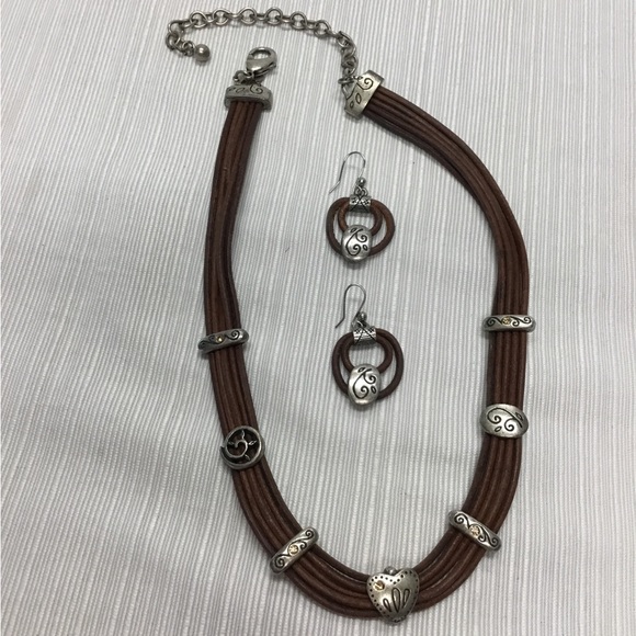 Chico’s Brown & Silver Necklace & Earrings Set - Picture 2 of 7